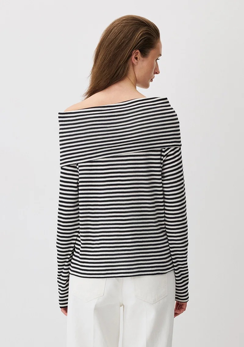 MAVI Black Striped Shoulder Detail Long-Sleeve T-Shirt