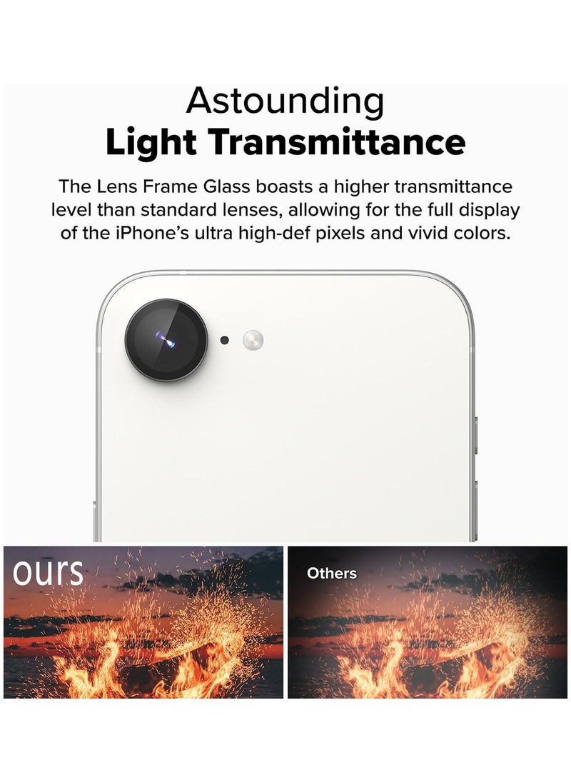 Compatible for iPhone 16e/SE4 Camera Lens Protector, One-Step Installation Tray Individual Metal Ring Tempered Glass Cover CD Pattern Case Friendly - Silver - Image 5