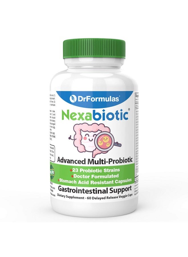DrFormulas - Best Probiotics For Women & Men ; Nexabiotic Multi Probiotic With Saccharomyces Boulardii Lactobacillus Acidophilus B. Infantis Prebiotic 60 Count Capsules (Not Pearls) - Image 1