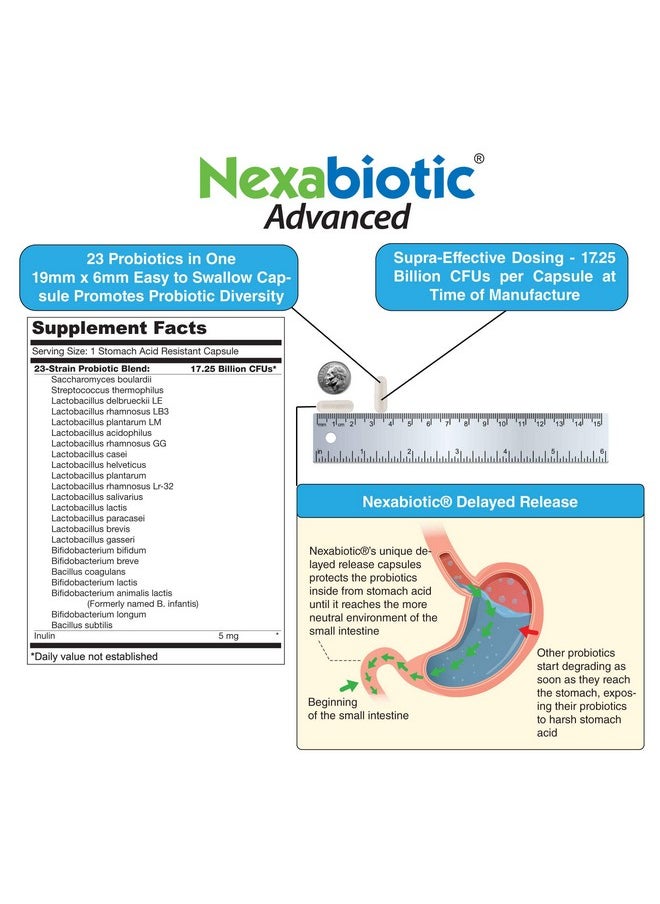 DrFormulas - Best Probiotics For Women & Men ; Nexabiotic Multi Probiotic With Saccharomyces Boulardii Lactobacillus Acidophilus B. Infantis Prebiotic 60 Count Capsules (Not Pearls) - Image 1