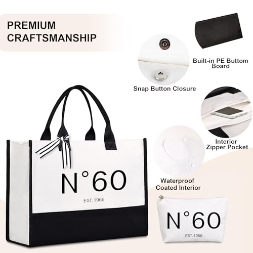 Lamyba 60th Birthday Gifts for Women, 60s Birthday Decorations for Her/Wife/Mom/Grandma, Back in 1966 Poster, no 60 Tote Bag - Image 4