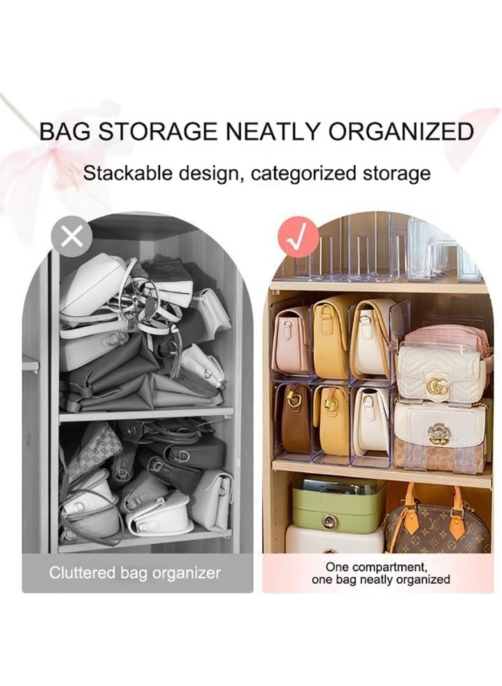 ديوتي منظم حقائب يد شفاف مع فواصل، رف تخزين متعدد الأقسام للحقائب والمحافظ والمجلات واللوازم المكتبية (32 × 15 × 13 سم) - Image 5