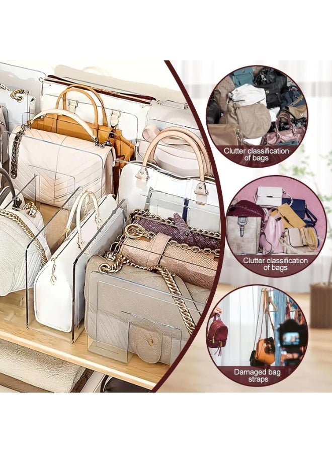 ديوتي منظم حقائب يد شفاف مع فواصل، رف تخزين متعدد الأقسام للحقائب والمحافظ والمجلات واللوازم المكتبية (32 × 15 × 13 سم) - Image 3