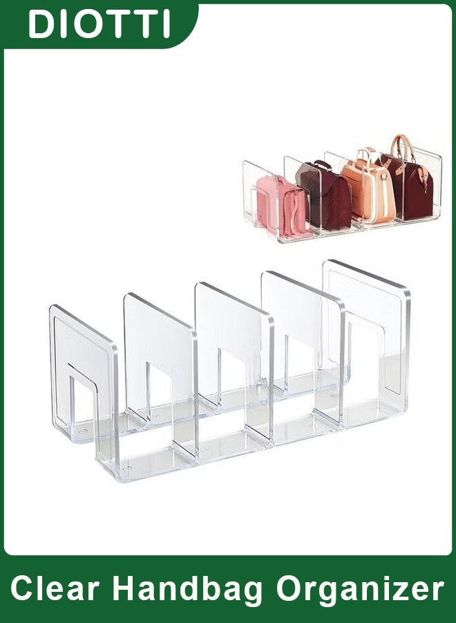 ديوتي منظم حقائب يد شفاف مع فواصل، رف تخزين متعدد الأقسام للحقائب والمحافظ والمجلات واللوازم المكتبية (32 × 15 × 13 سم) - Image 1