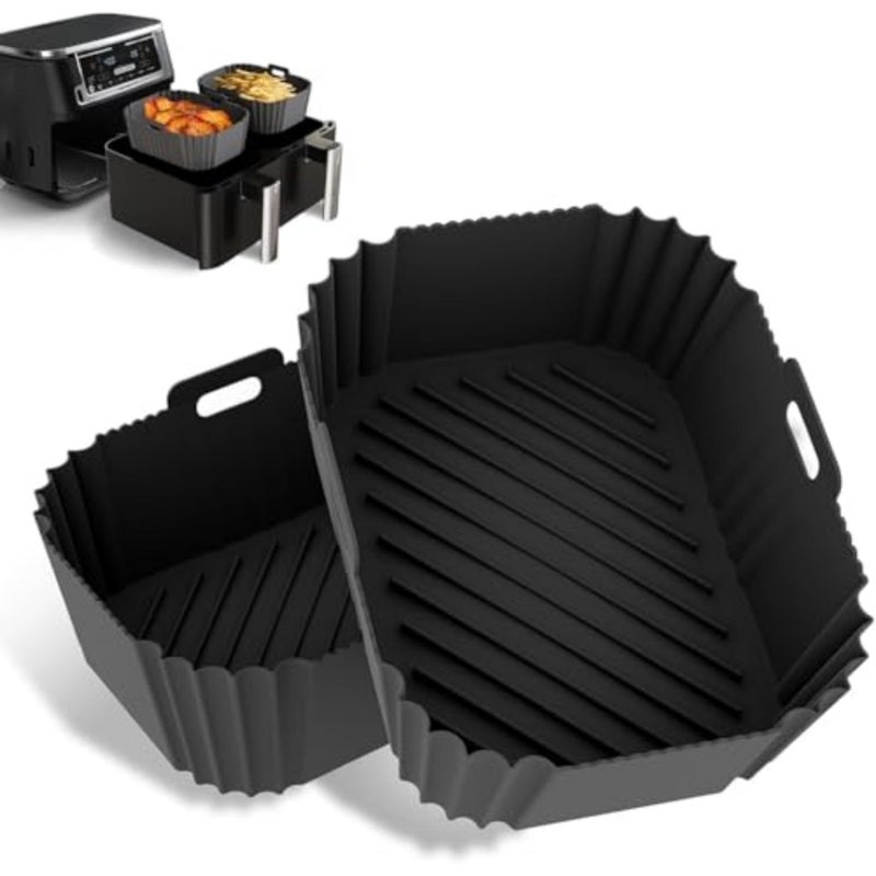 2Pack Air Fryer Silicone Liners, Reusable Square Basket Baking Tray for 4-6Qt Air Fryer, Oven, Microwave, Food Grade Non-Stick Cooking Accessories, Large Air Fryer Mats - Image 1