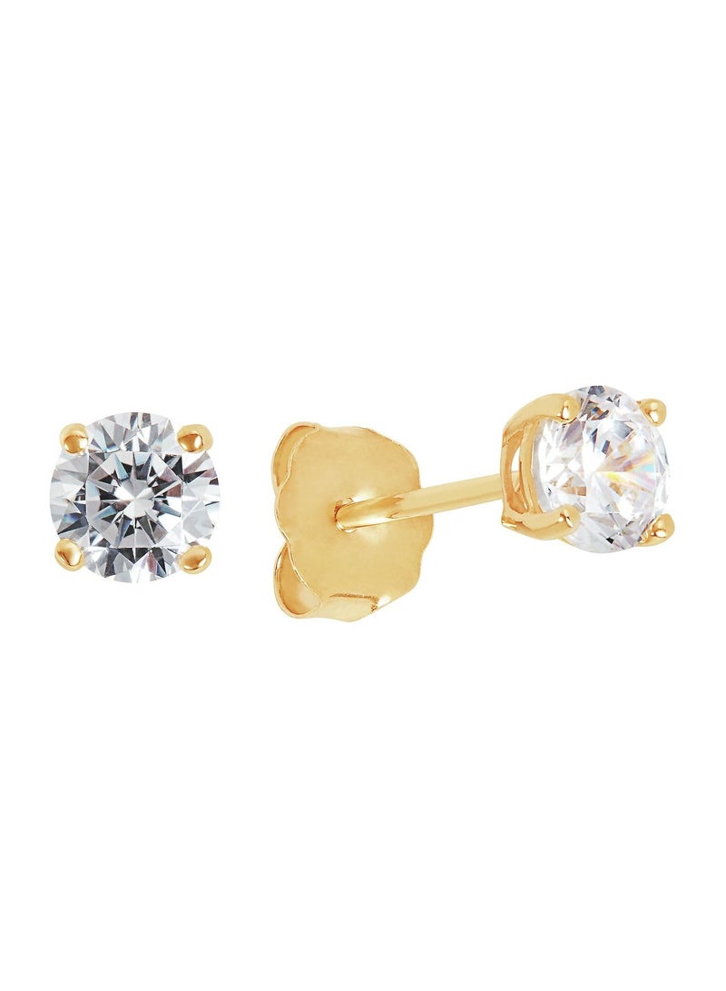 EAR GEAR 24K Gold Plated Earring 6mm Cubic Zirconia Stone Made in USA - Image 1