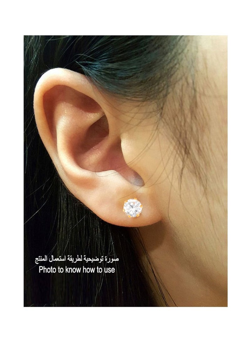 EAR GEAR 24K Gold Plated Earring 6mm Cubic Zirconia Stone Made in USA - Image 4