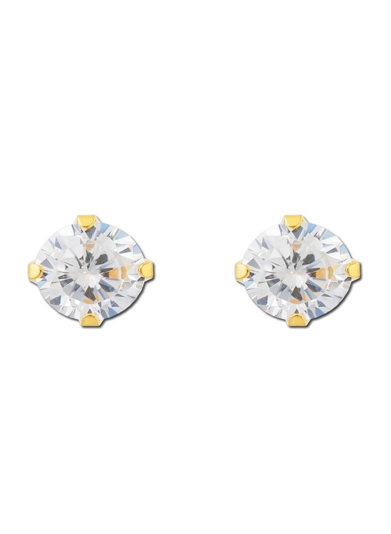 EAR GEAR 24K Gold Plated Earring 6mm Cubic Zirconia Stone Made in USA - Image 3