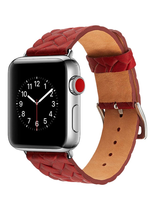 ISank Woven Texture Replacement Band For Apple Watch Series 3/2/1 Red - Image 3