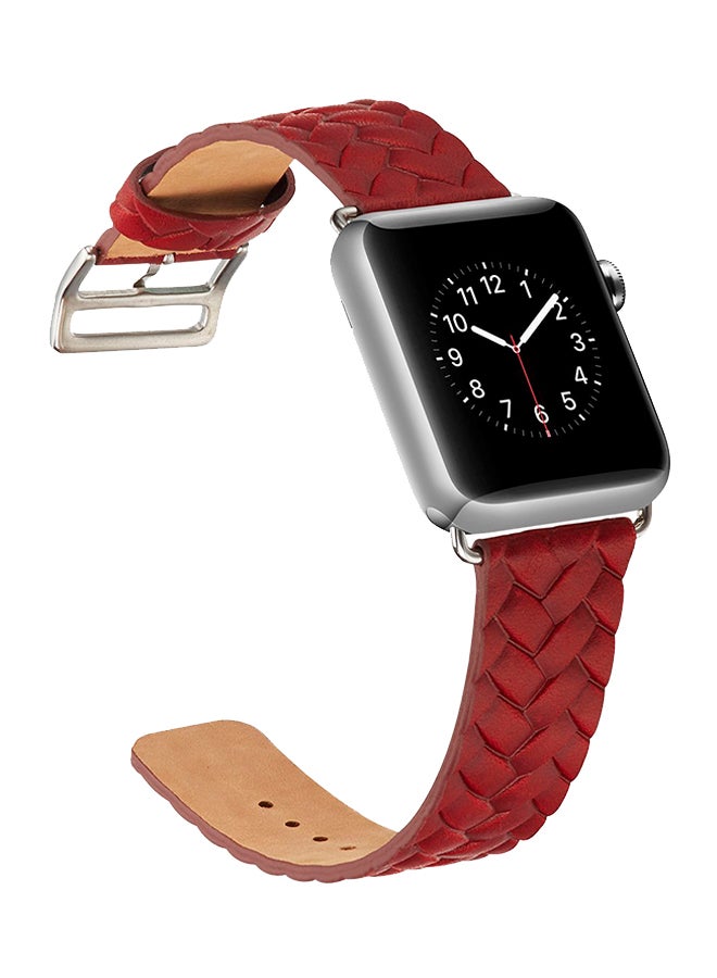 ISank Woven Texture Replacement Band For Apple Watch Series 3/2/1 Red - Image 4
