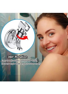 BENTOSA BENTOSA Self Adhesive Wall Hook for Hand Shower and Health Faucet Bath Shower Head Holder Bathroom Chrome Wall Mount Strong Suction Handheld 360 Rotatable Hand Cup Holder Flush Mounted Mixer Set  - Image 4