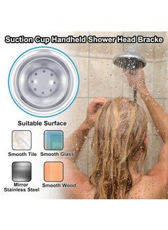BENTOSA BENTOSA Self Adhesive Wall Hook for Hand Shower and Health Faucet Bath Shower Head Holder Bathroom Chrome Wall Mount Strong Suction Handheld 360 Rotatable Hand Cup Holder Flush Mounted Mixer Set  - Image 5