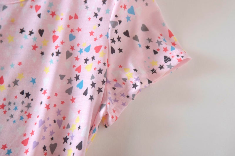 PNAEONG 3 Pack Women's Cotton Nightgown Sleepwear Short Sleeves Shirt Casual Print Sleepdress Good Night+Coffee+Pink-XL - Image 5