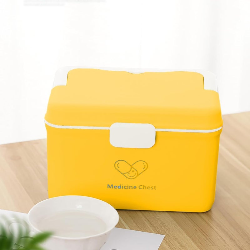 J - GO THE BUSINESS HUB Portable Medicine Cabinet Container Organizer Box Double Layers Multi Grid Large Capacity Lockable Household Storage Use Small Cartoon Medicine Box Emergency Medical Care Sundry Storage - Image 5