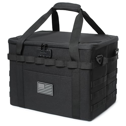 Lemubeane Tactical Camping Storage Bag 38L Utility Tote Bag Organizer with Combination Lock and Shoulder Strap Black 38L - Image 1