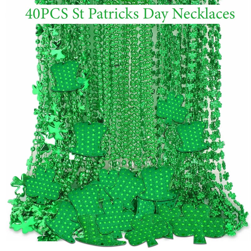 PLOUGVI 180 PCS ST Patricks Day Accessories Party Favors Supplies Decorations with Shamrock Headband Necklace Sunglasses Bracelet Tattoo Stickers - Image 4