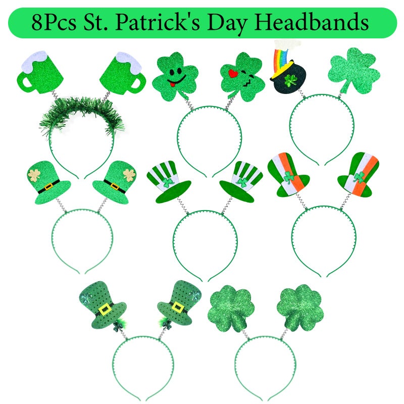 PLOUGVI 180 PCS ST Patricks Day Accessories Party Favors Supplies Decorations with Shamrock Headband Necklace Sunglasses Bracelet Tattoo Stickers - Image 2