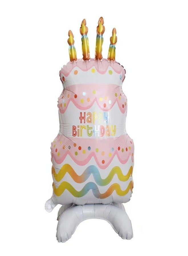 CSTYWC 2PCS Pink Happy Birthday Cake Foil Balloons Large Standing Helium Balloons Funny Birthday Balloon For Girls Women Boys Birthday Party Decorations - Image 4
