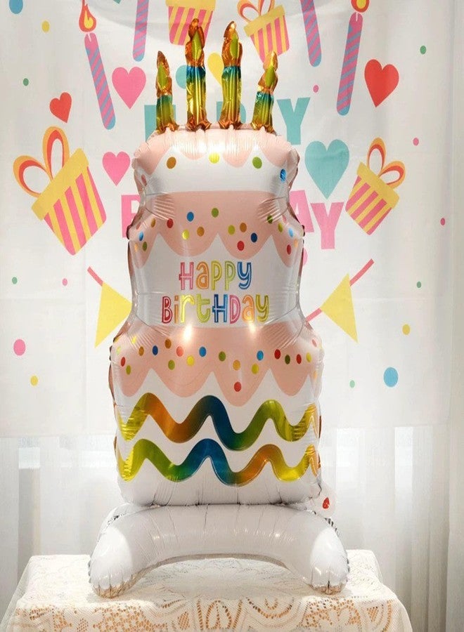 CSTYWC 2PCS Pink Happy Birthday Cake Foil Balloons Large Standing Helium Balloons Funny Birthday Balloon For Girls Women Boys Birthday Party Decorations - Image 3