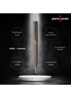 pierre cardin Golden Eye Gun Metal Premium Ball Pen With Twist Mechanism | Elegant Gun Metal Trims & Stylish Looks | Ideal For Christmas, New Year & Corporate Gifting  - Image 2