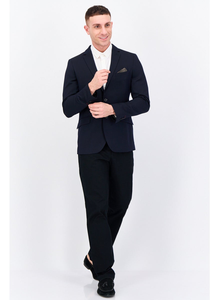 Jules Men Slim Fit Long Sleeves Plain Blazer, Navy  - Image 2