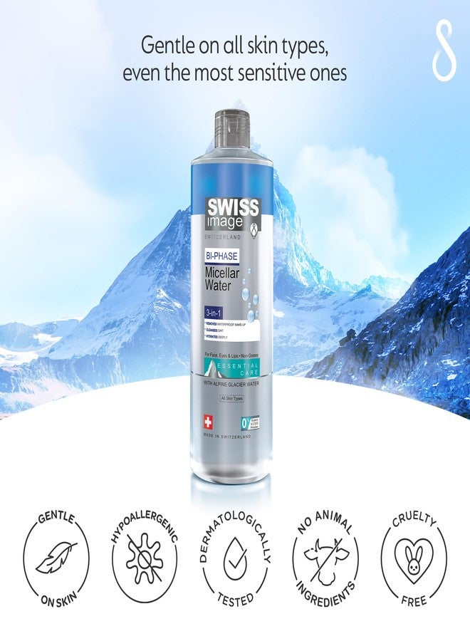Swiss Image Bi-Phase Micellar Water 400 ml | 3-in-1 Makeup Remover for Face, Eyes & Lips | Non-Greasy, Removes Makeup, Hydrates & Refreshes & No-Rinse Formula | All Skin Types - Image 2