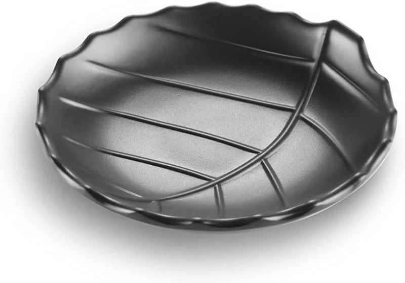 Harmony 6" Leaf-Shaped Rounded Plate - 15 x 2.5 cm - Black