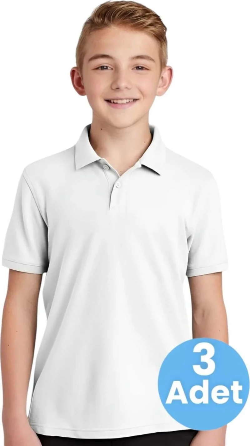 تيزجيلسين 3-Piece Boys Cotton Polo Collar T-Shirt Daily and School Uniform School T-Shirt