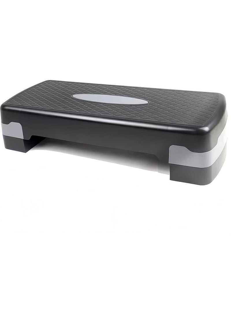 MD Stay Fit Adjustable Aerobic Step Platform with 2 Height Levels 10cm and 15cm Fitness Stepper 68x28cm Grey - Image 2