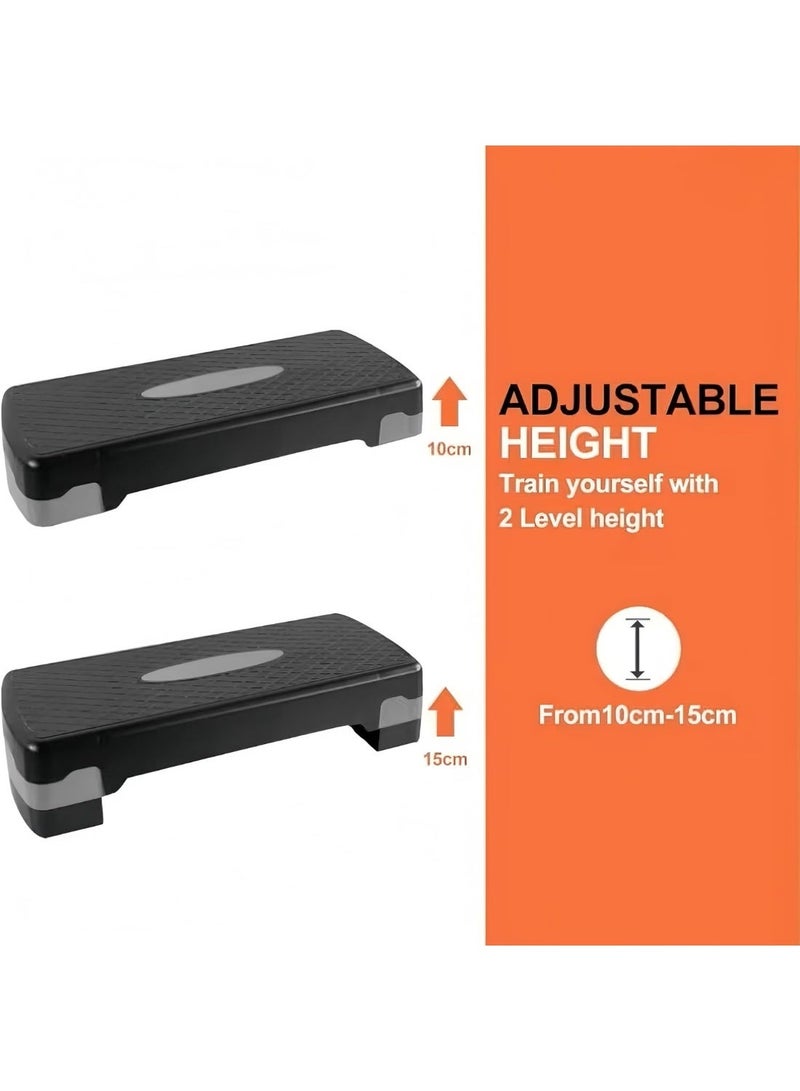 MD Stay Fit Adjustable Aerobic Step Platform with 2 Height Levels 10cm and 15cm Fitness Stepper 68x28cm Grey - Image 5