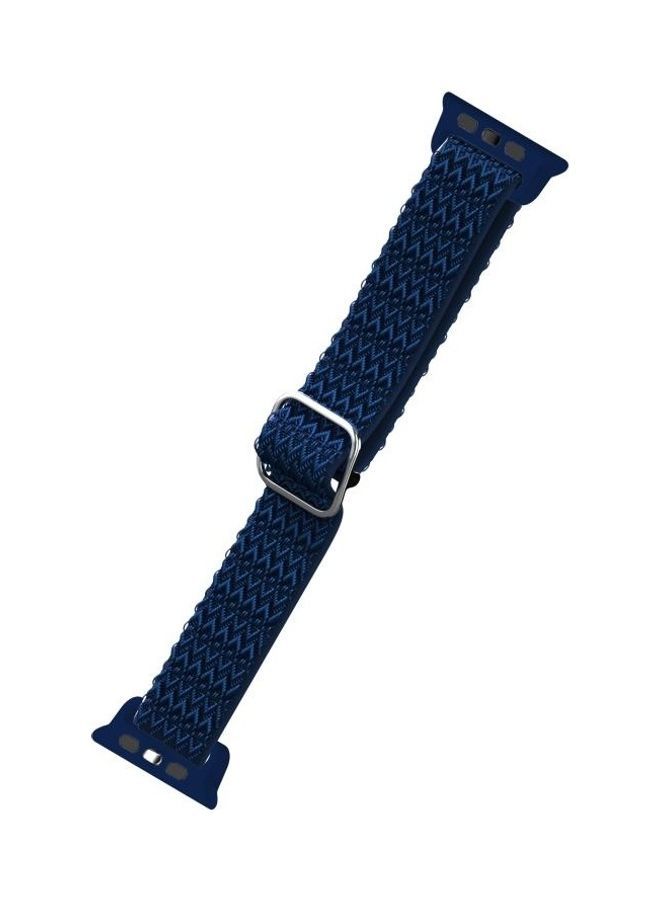 NIBEMINENT Adjustable Rhombic Texture Elastic Replacement Watchband For Apple Watch Series 7 41mm/6 & SE 5 4 40mm/3 2 1 38mm Blue - Image 3