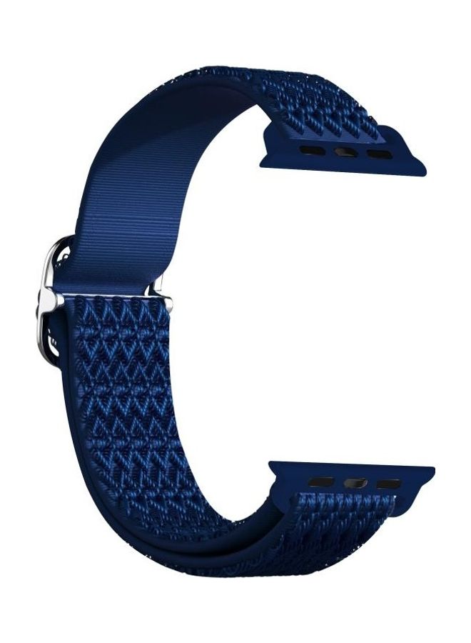 NIBEMINENT Adjustable Rhombic Texture Elastic Replacement Watchband For Apple Watch Series 7 41mm/6 & SE 5 4 40mm/3 2 1 38mm Blue - Image 4