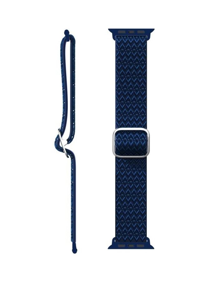 NIBEMINENT Adjustable Rhombic Texture Elastic Replacement Watchband For Apple Watch Series 7 41mm/6 & SE 5 4 40mm/3 2 1 38mm Blue - Image 2