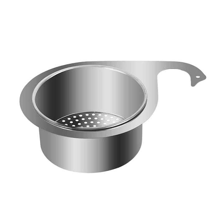 Bindex Stainless Steel Sink Strainer Basket Swan Drain Rack Multipurpose Triangle Sink Drain Basket Hanging Filtering Draining Rack for Sink Kitchen Vegetables Fruits Drain Basket Filter 7 CM - Image 1