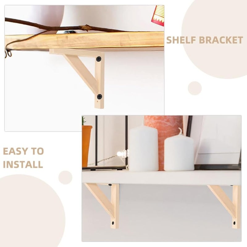 2Pcs Solid Wood Floating Shelf Brackets Heavy Duty Wall Mounted Corner Supports 12 Inch - Image 4