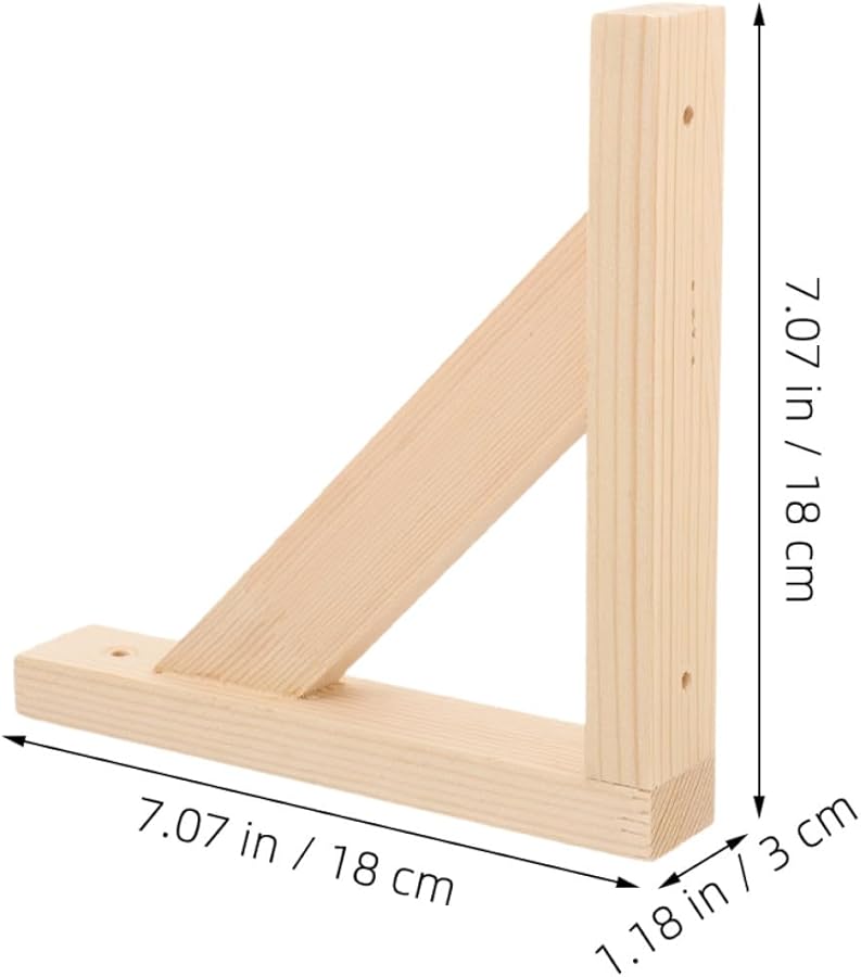 2Pcs Solid Wood Floating Shelf Brackets Heavy Duty Wall Mounted Corner Supports 12 Inch - Image 3
