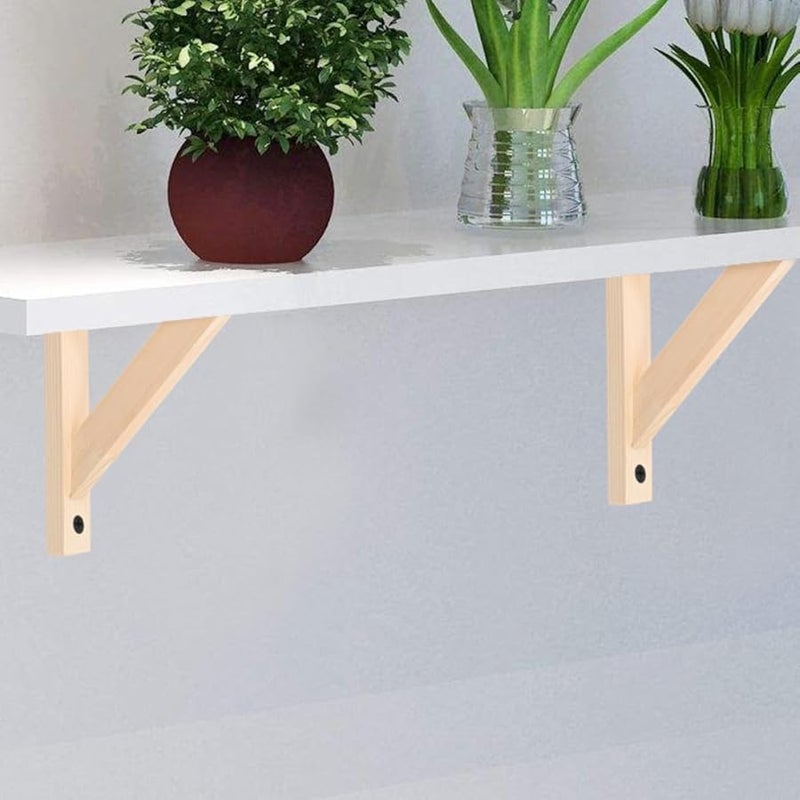 2Pcs Solid Wood Floating Shelf Brackets Heavy Duty Wall Mounted Corner Supports 12 Inch - Image 5