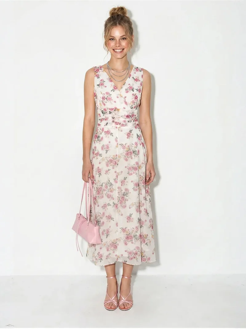 بيانكو لوتشي LUCCI Floral A-line Midi Dress