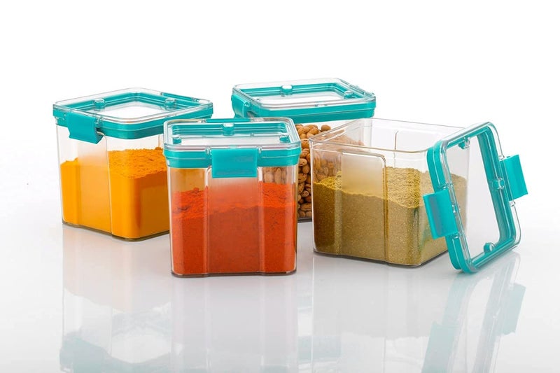 HAPPI Multipurpose Unbreakable Plastic Transparent TikTok Lock Masala Storage Containers Jar For Kitchen Airtight Masala Box Dabba Spice Cereal Dry Fruits Store Box 700 ML N Lock Set of 4 - Image 2
