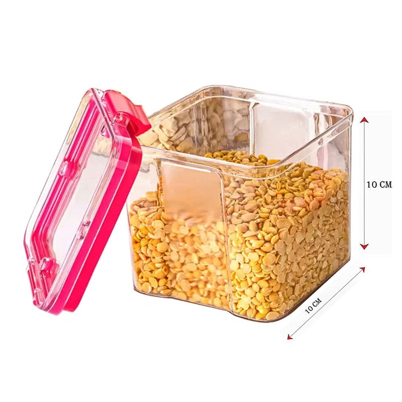 HAPPI Multipurpose Unbreakable Plastic Transparent TikTok Lock Masala Storage Containers Jar For Kitchen Airtight Masala Box Dabba Spice Cereal Dry Fruits Store Box 700 ML N Lock Set of 4 - Image 3