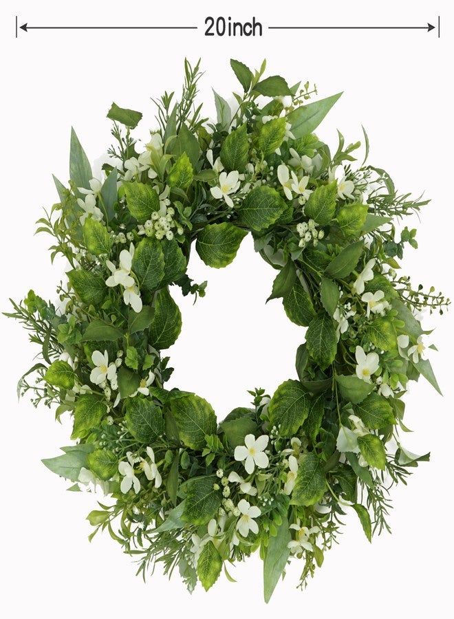 WreathDream أكاليل ربيعية اصطناعية من WreathDream للباب الأمامي، إكليل باب صيفي مزين بزهرة الجيبسوفيلا البيضاء، مناسب للباب الأمامي، للاستخدام الداخلي والخارجي، ديكورات المنازل الريفية، الشرفات، الجدران، النوافذ، والمهرجانات وحفلات الزفاف. - Image 3