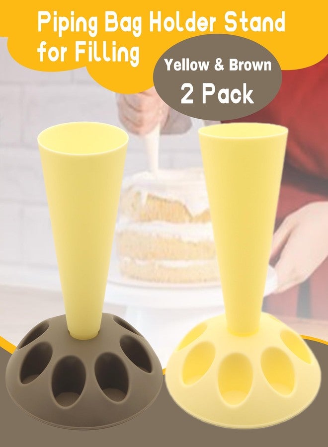 LUTQ 2 Pack Piping Bag Holder - Piping Bag Holder Stand for Filling, Icing Bag Holder, Pastry Bag Holder Stand with 8 Nozzle Slots, Includes 100 Pcs 13 in Piping Bags, 6 Icing Nozzles & 5 Couplers - Image 2