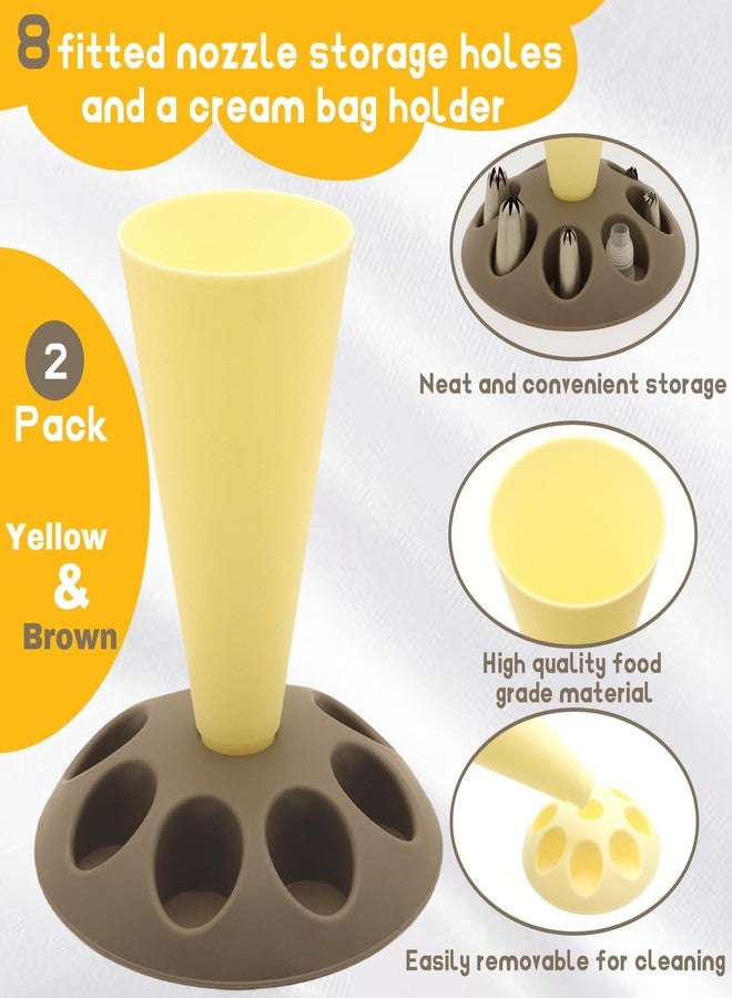 LUTQ 2 Pack Piping Bag Holder - Piping Bag Holder Stand for Filling, Icing Bag Holder, Pastry Bag Holder Stand with 8 Nozzle Slots, Includes 100 Pcs 13 in Piping Bags, 6 Icing Nozzles & 5 Couplers - Image 5