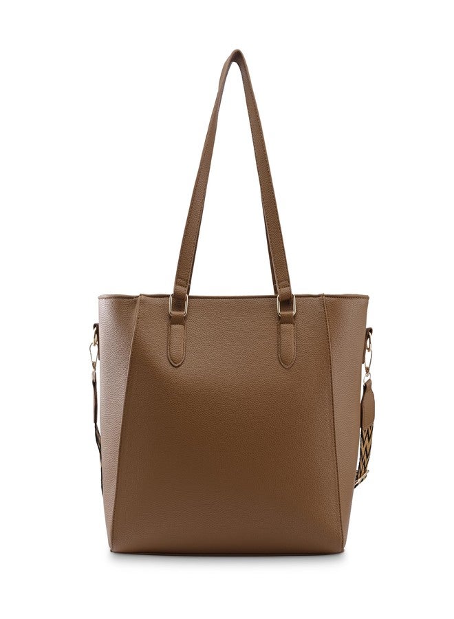 Fastrack 15" Laptop Tote | Faux-Leather Women's Handbags | 15" Laptop Tote for Workwear and College, Brown - Image 5
