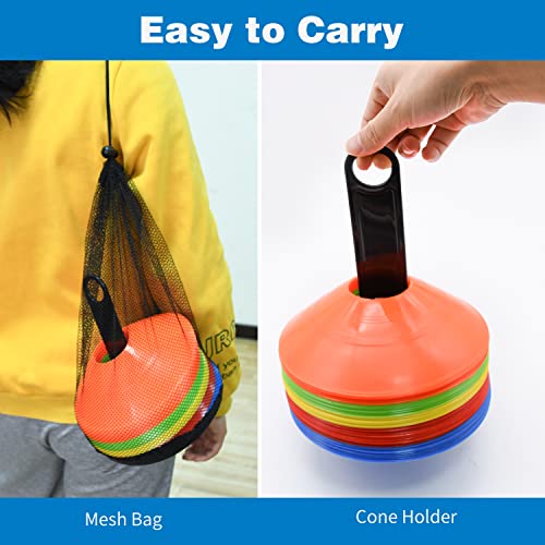 FGBNM 25 Pack Disc Cones, Agility Soccer Cones with Carry Bag and Holder, Soccer Cones for Sports Training, Football, Soccer, Basketball, Coaching, Practice Equipment, 5 Color - Image 4