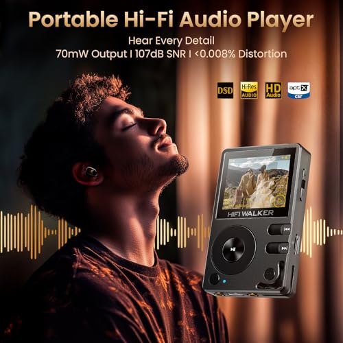 HIFI WALKER H2-128GB MP3 Player Bluetooth 5.2 Hi Res Music Player Flac Digital DSD Lossless Audio Player High Resolution Portable DAP Player, Two-Way Bluetooth, 512GB SD Card+Expandable Memory - Image 2