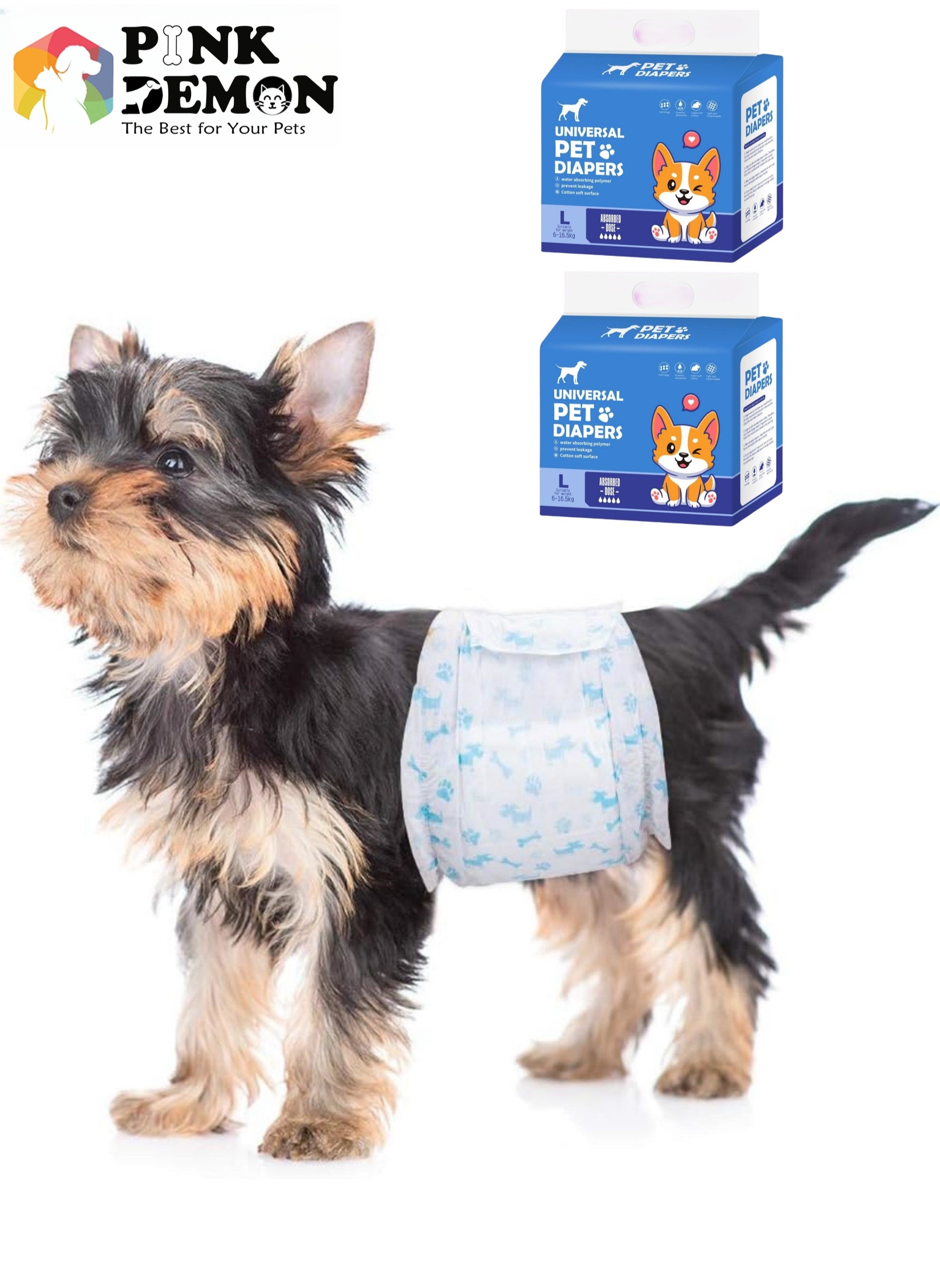 Disposable Pet Diapers Male Dogs Super Absorbent Soft Including 20 Count for Cats or Dogs  6 - 16.5 kg Blue Size  L 