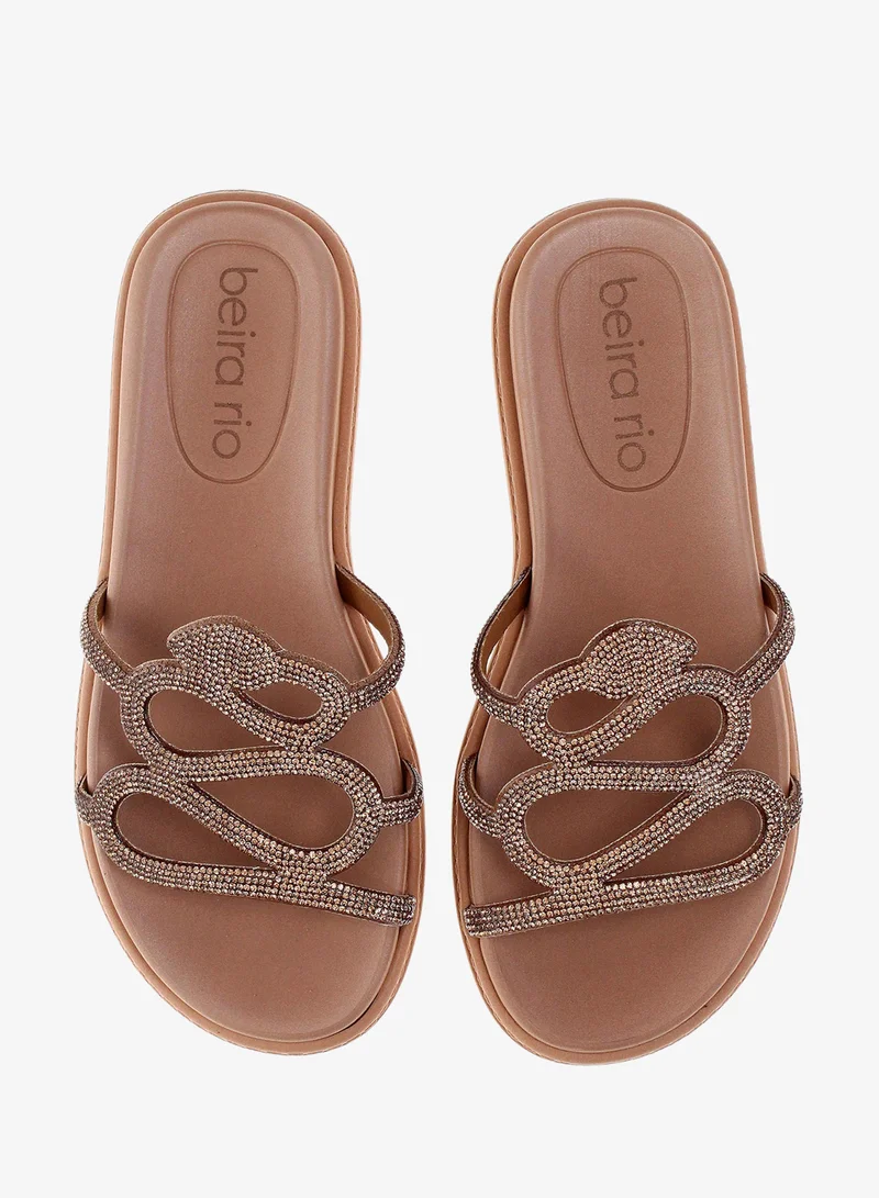 Beira Rio Gold Pink Beira Rio Women’s Flat Summer Footwear – Lightweight Slip-On Comfort with Stylish Casual Design for Women | Best Price UAE