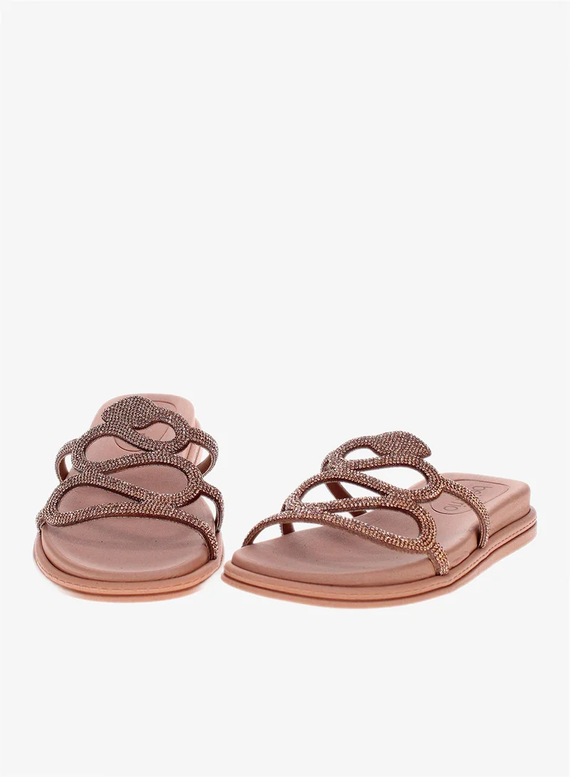 Beira Rio Gold Pink Beira Rio Women’s Flat Summer Footwear – Lightweight Slip-On Comfort with Stylish Casual Design for Women | Best Price UAE
