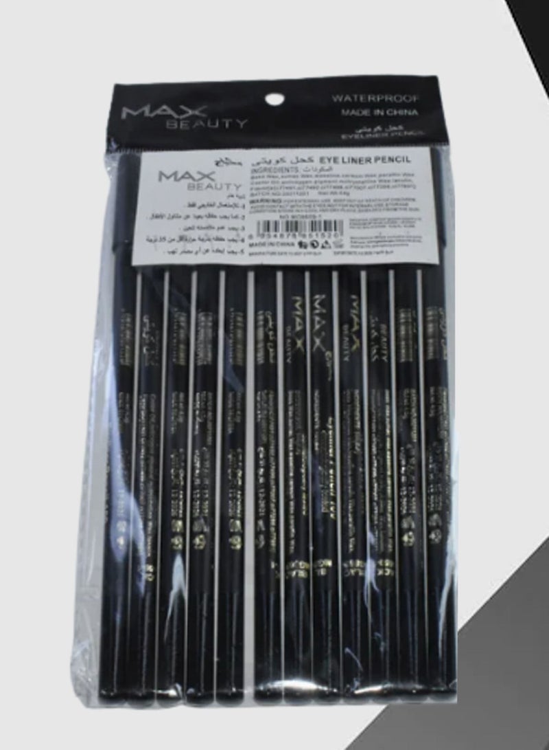 ماكس بيوتي 12 قطعة قلم كحل كويتي طويل الثبات أسود - Image 1